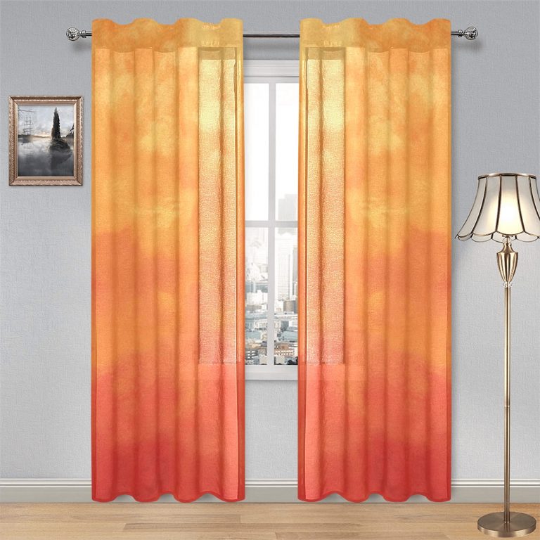 Ombre Gauze Curtain: Create a unique and cozy atmosphere with our captivating Blue, Orange, and Pink variations. Made from soft, transparent gauze material, it allows light to filter through while adding an elegant Ombre print. Each package includes two pieces for full coverage, and our premium vivid printing brings the design to life. Use it as a window treatment, room divider, or canopy bed drape to add charm and elegance to any space. Elevate your decor with our Ombre Gauze Curtain today!