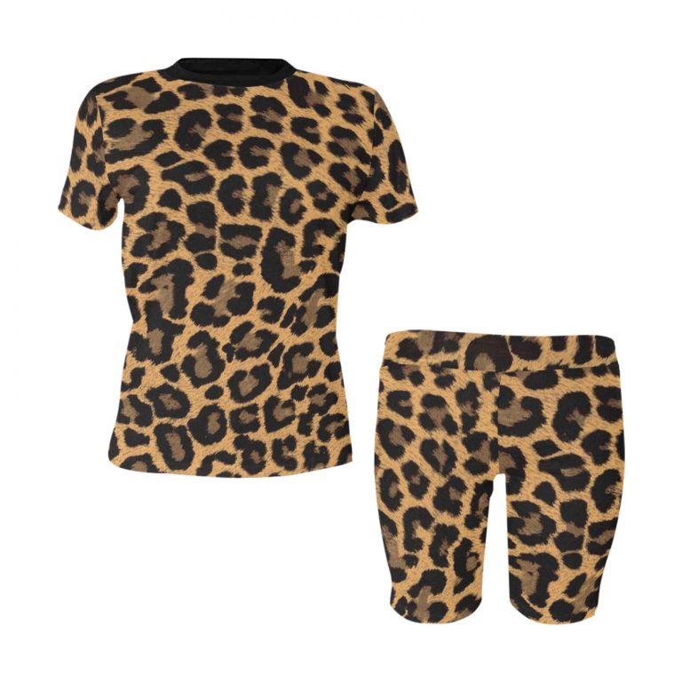 Animal Print Short Yoga Set: Cheetah, Cow, Leopard, Mermaid Scales, and Rose Leopard styles. 95% polyester, 5% spandex blend. Soft, stretchy, lightweight, and quick-drying fabric. Versatile for various exercises. Machine washable. Unleash your wild side and make a bold fashion statement. Note: Prints are for aesthetic purposes only, no real animal fur or skin. Embrace your untamed spirit!