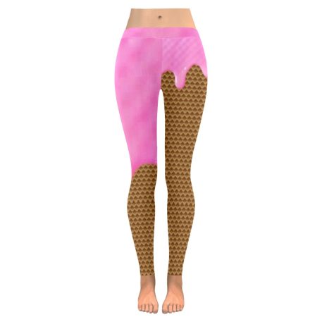 Dripping Ice Cream Waffle Cone Yoga Pants Spandex Leggings: Mouthwatering flavors, waffle cone print, high-quality material, skinny fit, tagless design, true to size, assembled in the USA, easy care. Perfect for yoga, workouts, or lounging. Note: Leggings do not contain actual ice cream or cones. Embrace your love for ice cream and stand out in style.