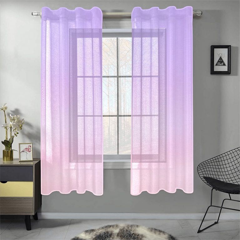 Ombre Gauze Curtain: Create a unique and cozy atmosphere with our captivating Blue, Orange, and Pink variations. Made from soft, transparent gauze material, it allows light to filter through while adding an elegant Ombre print. Each package includes two pieces for full coverage, and our premium vivid printing brings the design to life. Use it as a window treatment, room divider, or canopy bed drape to add charm and elegance to any space. Elevate your decor with our Ombre Gauze Curtain today!