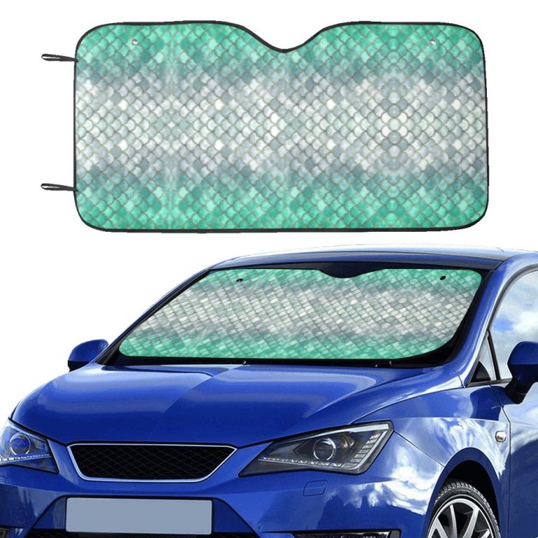 • Material: 100 % polyester and aluminized film cushion. • Size: 55inch x 30inch (140cm x 75cm) • Foldable design offers quick installation or removal. • Suction cups attached to sun shade. Easy to install and protect against sun damage with no harm to your windshield. • Using heat sublimation technique to prevent discoloring, long-lasting effects.