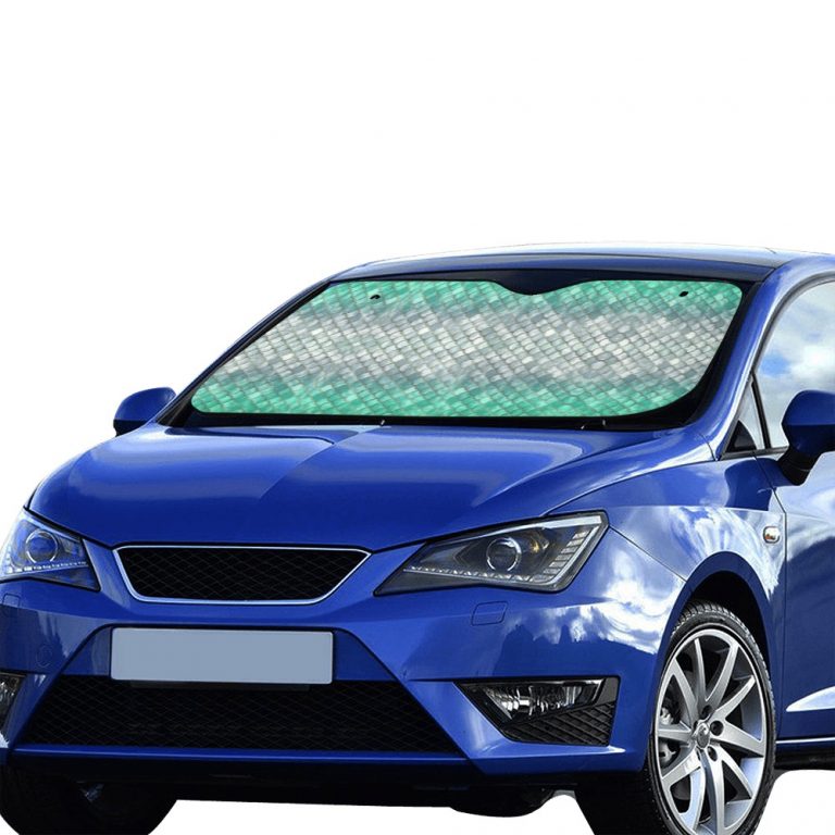 • Material: 100 % polyester and aluminized film cushion. • Size: 55inch x 30inch (140cm x 75cm) • Foldable design offers quick installation or removal. • Suction cups attached to sun shade. Easy to install and protect against sun damage with no harm to your windshield. • Using heat sublimation technique to prevent discoloring, long-lasting effects.