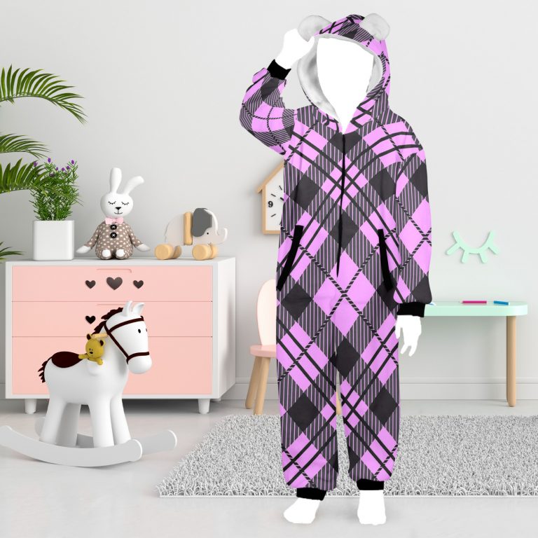 SleepEase Hooded Pajamas: 100% polyester flannel, hood with cute ear designs, zip-up style, kangaroo pocket. Versatile, cozy, year-round comfort. Machine washable. Stay comfy in style!