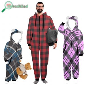 SleepEase Hooded Pajamas: 100% polyester flannel, hood with cute ear designs, zip-up style, kangaroo pocket. Versatile, cozy, year-round comfort. Machine washable. Stay comfy in style!