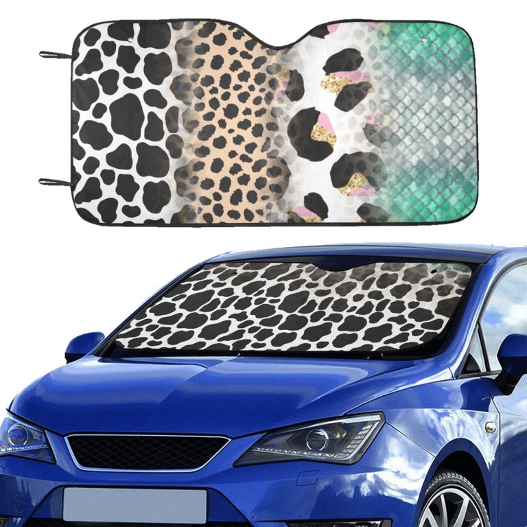 • Material: 100 % polyester and aluminized film cushion. • Size: 55inch x 30inch (140cm x 75cm) • Foldable design offers quick installation or removal. • Suction cups attached to sun shade. Easy to install and protect against sun damage with no harm to your windshield. • Using heat sublimation technique to prevent discoloring, long-lasting effects.