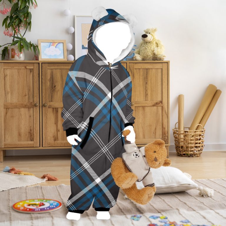 SleepEase Hooded Pajamas: 100% polyester flannel, hood with cute ear designs, zip-up style, kangaroo pocket. Versatile, cozy, year-round comfort. Machine washable. Stay comfy in style!