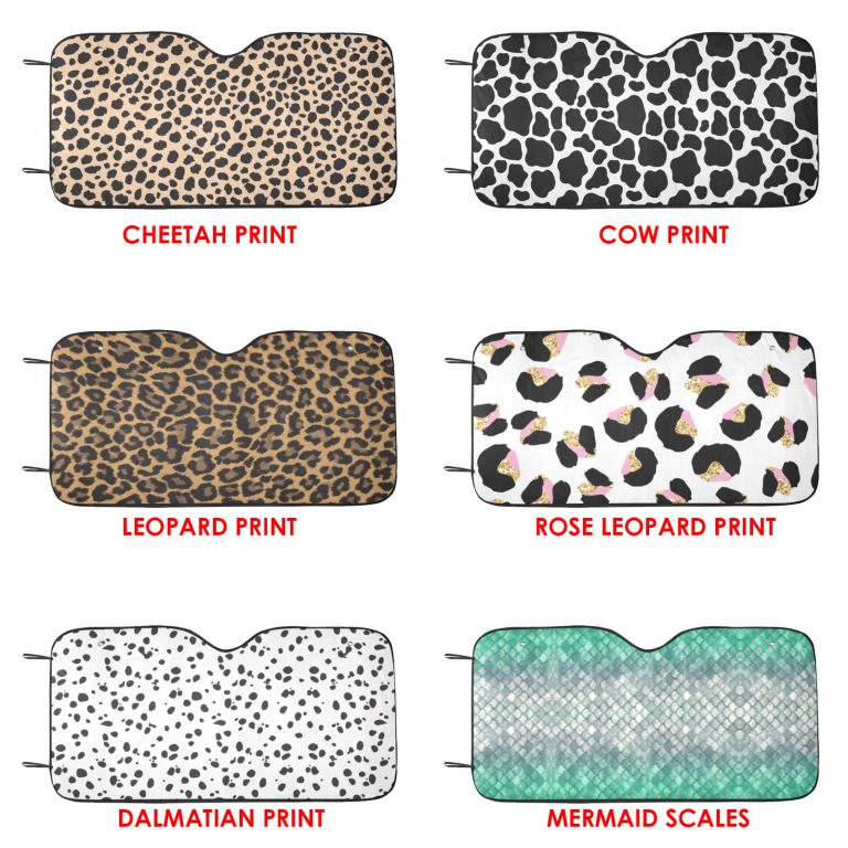 • Material: 100 % polyester and aluminized film cushion. • Size: 55inch x 30inch (140cm x 75cm) • Foldable design offers quick installation or removal. • Suction cups attached to sun shade. Easy to install and protect against sun damage with no harm to your windshield. • Using heat sublimation technique to prevent discoloring, long-lasting effects.