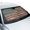 sun shade Sun protection Introducing our patriotic Flag Collection Car Sun Shade (55"x30") featuring country flag style designs. Crafted with a blend of anti-UV coating and aluminized film cushion, this sun shade not only protects your car seats and dashboard from sun damage but also ensures they remain cool to the touch. Material: 100% polyester with aluminized film cushion. Size: 55 inches x 30 inches (140cm x 75cm) Its foldable design allows for easy installation and removal. Equipped with suction cups for effortless windshield attachment without causing damage. Utilizes heat sublimation technique to prevent discoloration, ensuring long-lasting vibrant effects.