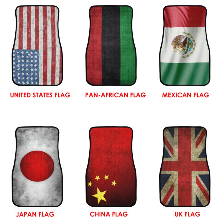 Introducing our patriotic Flag Car Floor Mat Front (2pcs): Flag Collection featuring country flag style designs. These front car floor mat blend of premium rubber and polyester materials, ensuring durability and longevity. The 20oz loop polyester carpeting face not only enhances the aesthetic appeal with its vibrant flag prints but also provides a comfortable and soft surface for your feet. The non-skid rubber backing guarantees stability, making them suitable for various driving conditions, including daily commutes and off-road escapades.These mats not only elevate the look of your car interior but also offer practical benefits, making them a stylish and functional addition to your vehicle. .: Durable 20oz loop polyester carpeting face, boasts a blend of premium rubber and polyester materials, ensuring durability and longevity .: Sturdy non-skid rubber backing,Non-skid rubber backing guarantees stability, making them suitable for various driving conditions, including daily commutes and off-road escapades. .: 2 Front Flag Car floor mat
