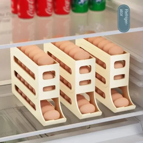 Introducing our innovative Egg Vertical Storage Box for your kitchen refrigerator! Say goodbye to messy egg cartons and hello to a sleek, organized solution that not only keeps your eggs fresh but also elevates your kitchen storage game. ✨ Benefits✨  ✨ Direct Food Contact: Ensures a healthy storage environment, resistant to low temperatures. ✨ Visual Design: Solid color concept allows easy visibility of remaining eggs inside the rack. ✨ Generous Capacity:  Holds up to 30 eggs, maximizing fridge space efficiently. ✨ Secure Storage: Individual, recessed slots prevent eggs from shaking, bumping, or breaking. ✨ Multi-Purpose Use: Ideal for the kitchen, fridge, freezer, cupboard, tabletop, and more. ✨ Practical Uses✨  ✨ Space-Saving Design: Slim and compact build fits seamlessly in any fridge, shelf, or countertop. ✨ Durable Material: Made of high-quality plastics, ensuring longevity and easy maintenance. ✨ Color Options: Available in White, Gray, and Cream, catering to various kitchen aesthetics. ✨ Dimensions: 35.9*19.9*7cm; the perfect size for convenient storage without occupying excess space. ✨ Easy to Use:  Simply place your eggs in the designated slots for a neat and organized refrigerator. ✨ Versatile: Not just for eggs; use it to store other small items or organize your kitchen essentials effectively.