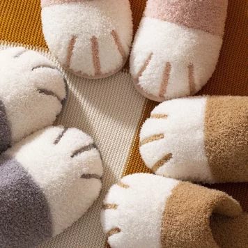 Cat Claw Thickened Plush Slippers