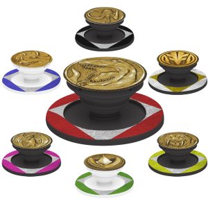 Dinozord Power Coin Collapsible Grip And Stand - a harmonious blend of style, functionality, and convenience. Compatible with Samsung, iPhone, iPad, Kindle.