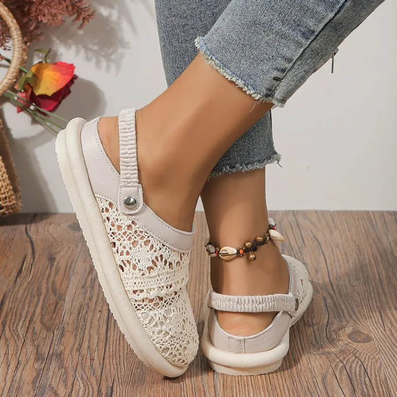 Lace Clog Sandals Closed Toe Breathable Women Shoes