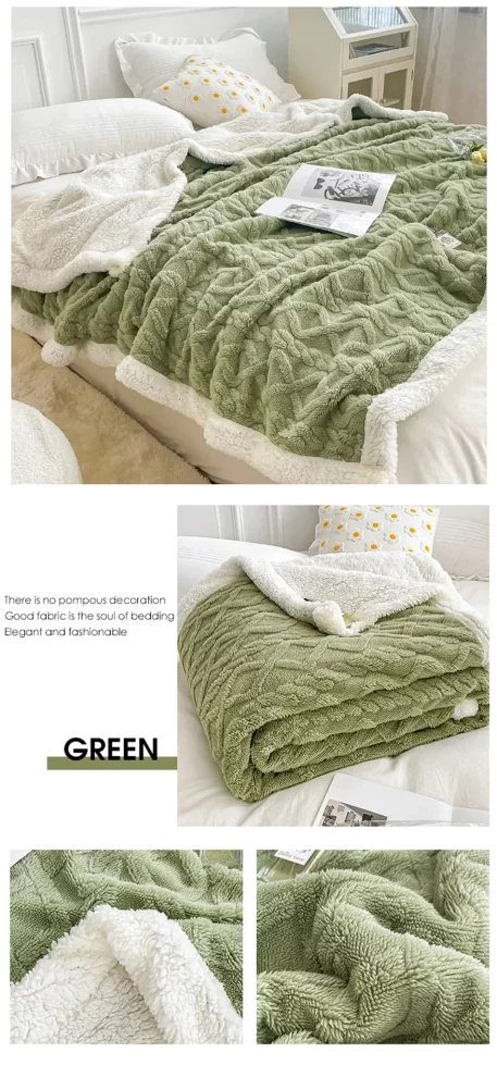 Embrace our Woven Lamb Wool Fleece Plush Throw Blanket, a must-have for anyone who craves style & coziness in their home. Experience warmth and elegance.