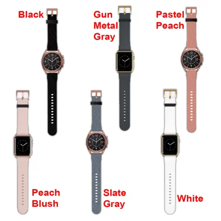 Elegance Series Faux Leather Apple and Samsung Smart Watch Band. Premium watch straps, vegan leather adds an air of sophistication to your device.