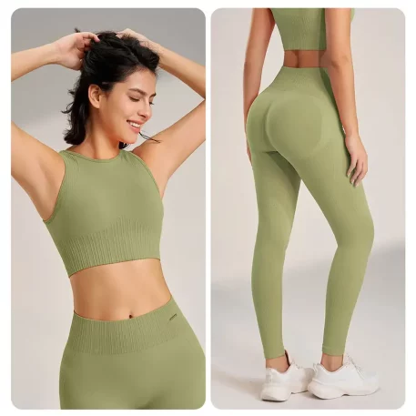 premium blend of nylon and spandex, this set is breathable, quick-drying, and shockproof—ideal for anything from yoga pants sessions to cycling. The elastic shoulder straps and traceless shaping technology ensure comfort and a flattering look, enhancing your natural curves