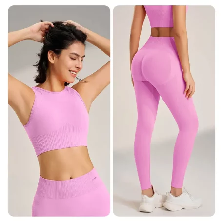 premium blend of nylon and spandex, this set is breathable, quick-drying, and shockproof—ideal for anything from yoga pants sessions to cycling. The elastic shoulder straps and traceless shaping technology ensure comfort and a flattering look, enhancing your natural curves