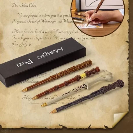 Wizardy Wand Potter Pen in Ancient Elder, Holly and Phoenix Feather design, Vine and Dragon Heartstring Pen and Yew and Phoenix Feather Pen resin-crafted, with refillable ink.