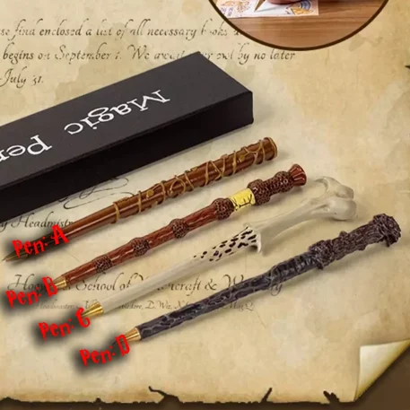 Wizardy Wand Potter Pen in Ancient Elder, Holly and Phoenix Feather design, Vine and Dragon Heartstring Pen and Yew and Phoenix Feather Pen resin-crafted, with refillable ink.