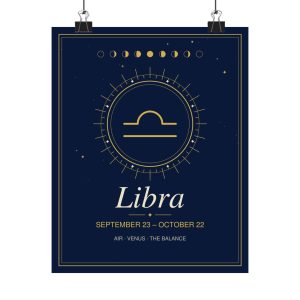 Libra Zodiac Celestial Wall Art Poster (8 x 10 in)