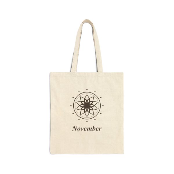 November Birth Month Floral Cotton Canvas Tote Bag