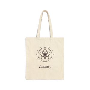 January Birth Month Floral Cotton Canvas Tote Bag