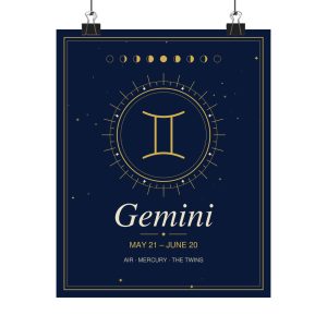 Gemini Zodiac Celestial Wall Art Poster (8 x 10 in)