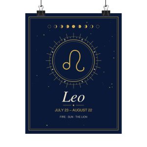 Leo Zodiac Celestial Wall Art Poster (8 x 10 in)