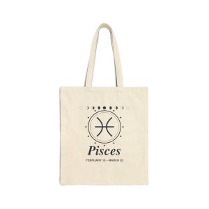 Pisces Zodiac Cotton Canvas Tote Bag