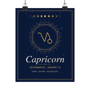 Capricorn Zodiac Celestial Wall Art Poster (8 x 10 in)