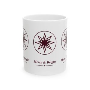 Merry and Bright Holiday Ceramic Coffee Mug, 11 oz