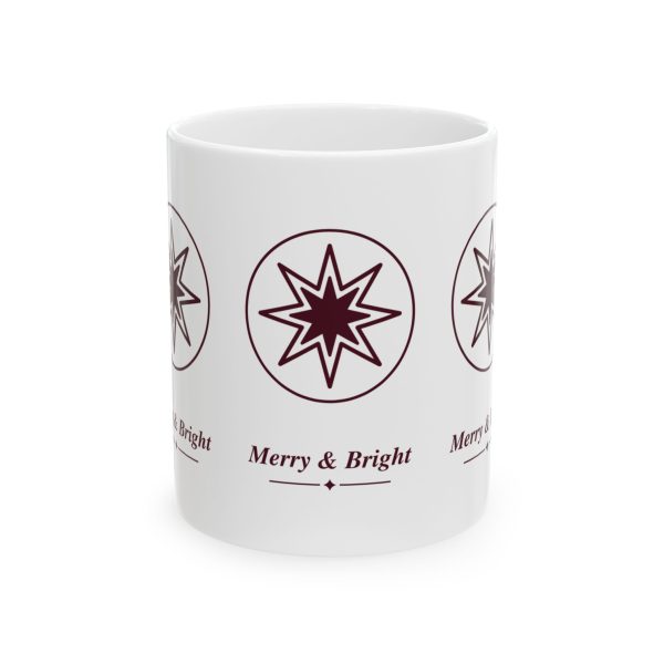 Merry and Bright Holiday Ceramic Coffee Mug, 11 oz