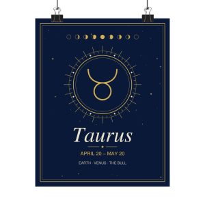 Taurus Zodiac Celestial Wall Art Poster (8 x 10 in)