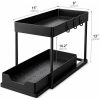 Two-tier sliding under-sink organizer in black
