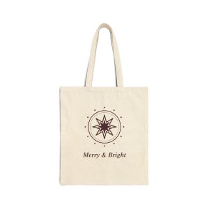 Merry and Bright Holiday Cotton Canvas Tote Bag