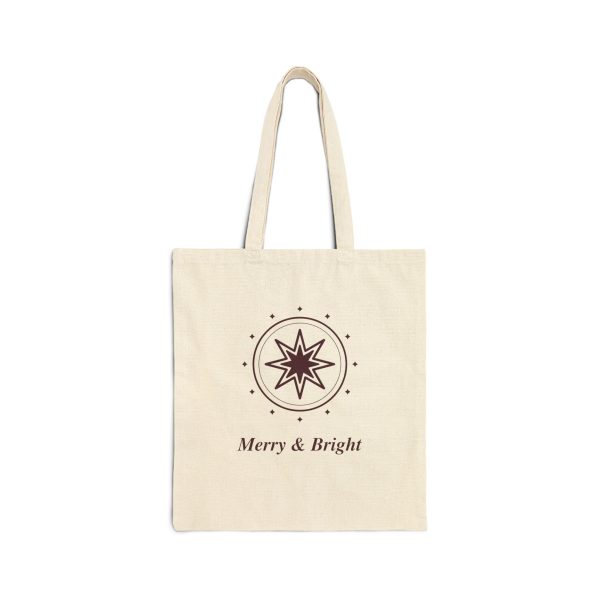 Merry and Bright Holiday Cotton Canvas Tote Bag