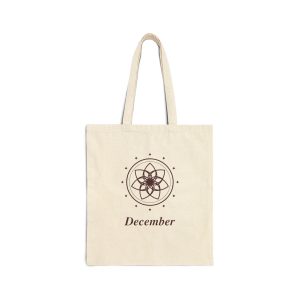 December Birth Month Floral Cotton Canvas Tote Bag