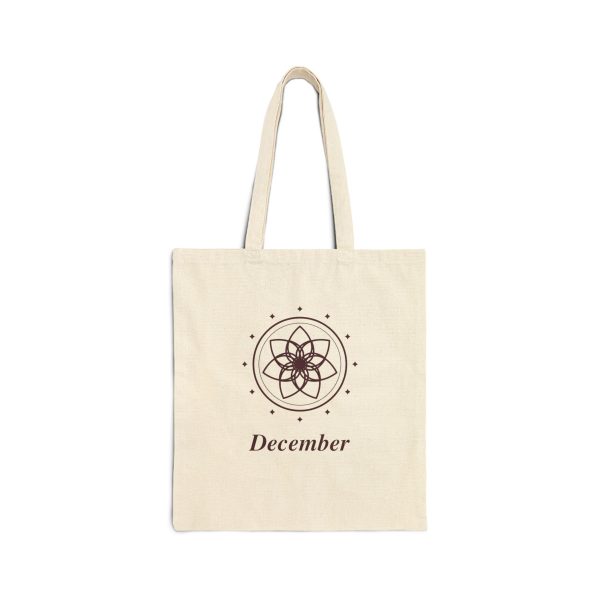 December Birth Month Floral Cotton Canvas Tote Bag