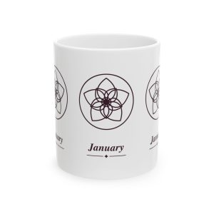 January Birth Month Floral Ceramic Coffee Mug (11 oz)