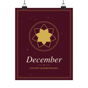December Birth Month Floral Wall Art Poster (8 x 10 in)