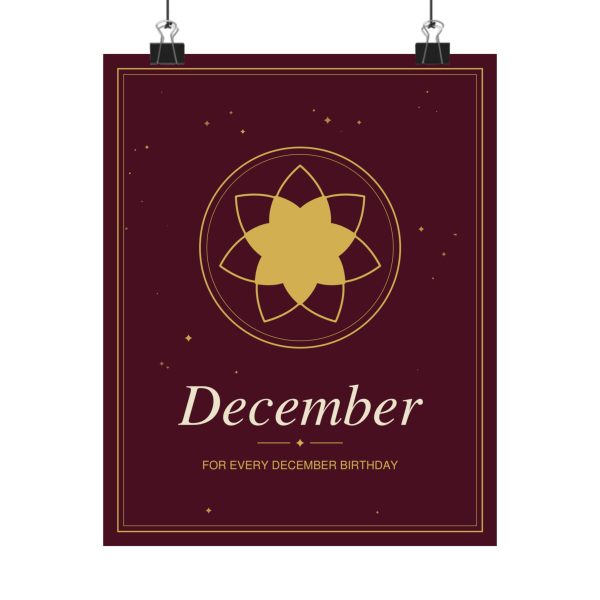 December Birth Month Floral Wall Art Poster (8 x 10 in)