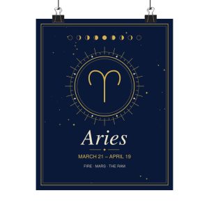 Aries Zodiac Celestial Wall Art Poster (8 x 10 in)