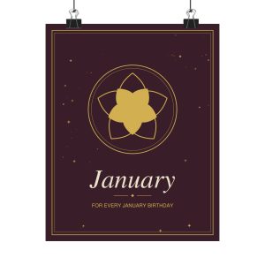 January Birth Month Floral Wall Art Poster (8 x 10 in)