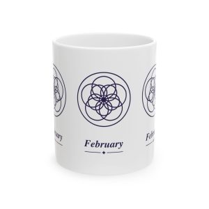 February Birth Month Floral Ceramic Coffee Mug (11 oz)