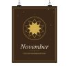 November Birth Month Floral Wall Art Poster (8 x 10 in)