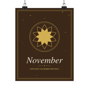 November Birth Month Floral Wall Art Poster (8 x 10 in)