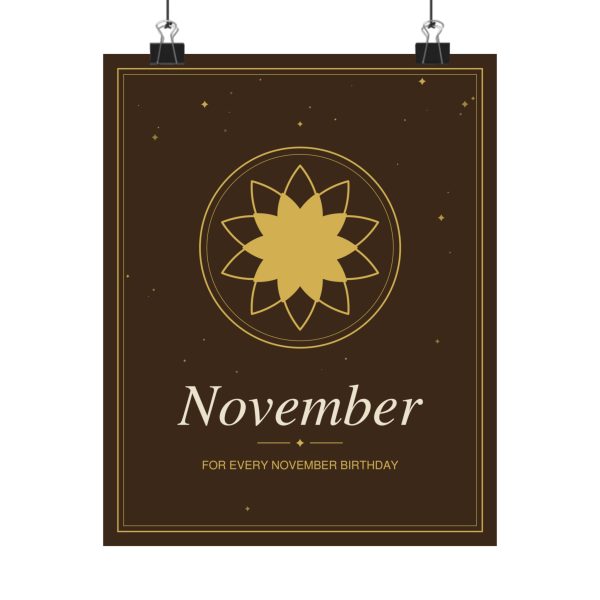 November Birth Month Floral Wall Art Poster (8 x 10 in)