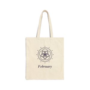 February Birth Month Floral Cotton Canvas Tote Bag