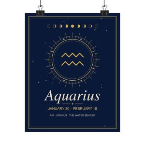 Aquarius Zodiac Celestial Wall Art Poster (8 x 10 in)