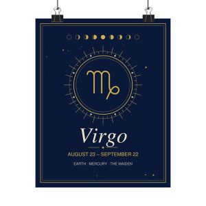 Virgo Zodiac Celestial Wall Art Poster (8 x 10 in)